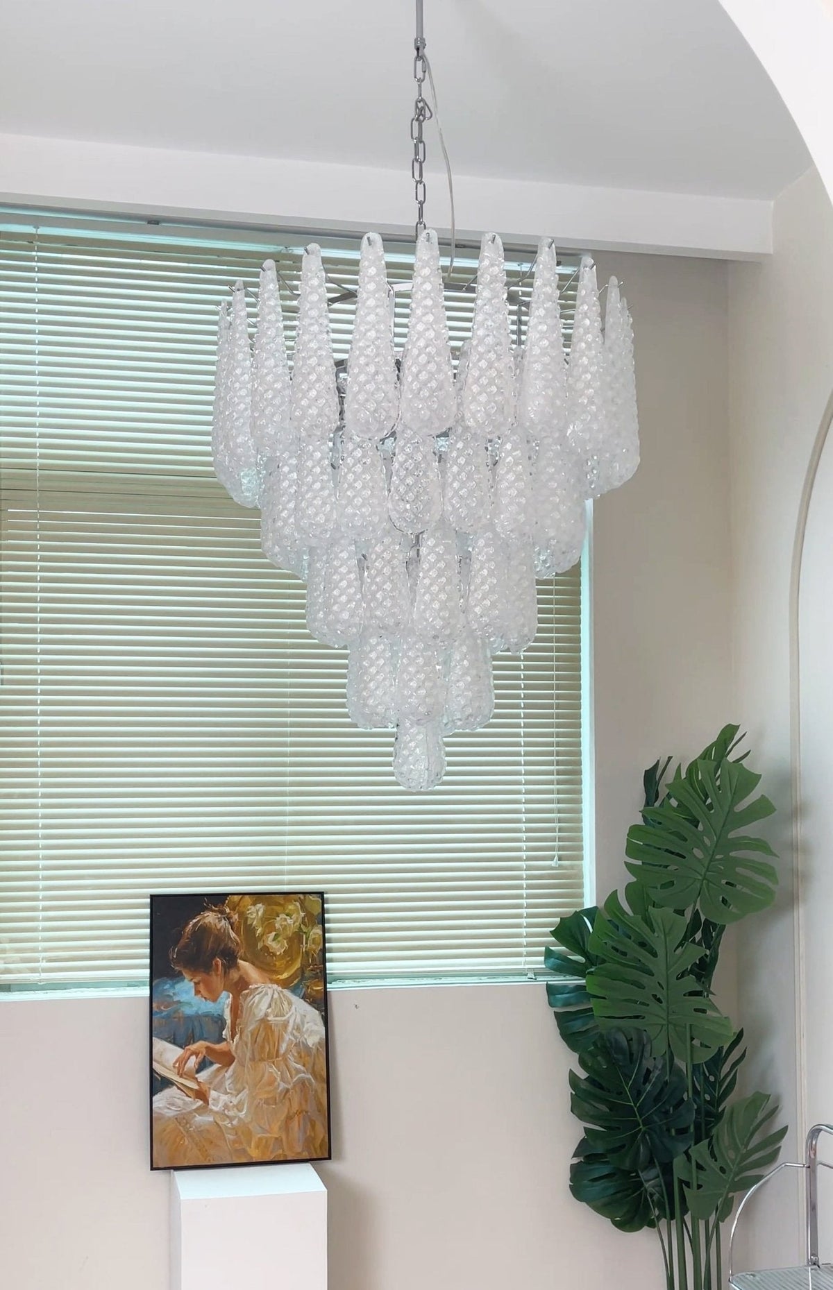 Lioralella lampadario Gocce Trasparenti vetro di Murano Cascata Diamante