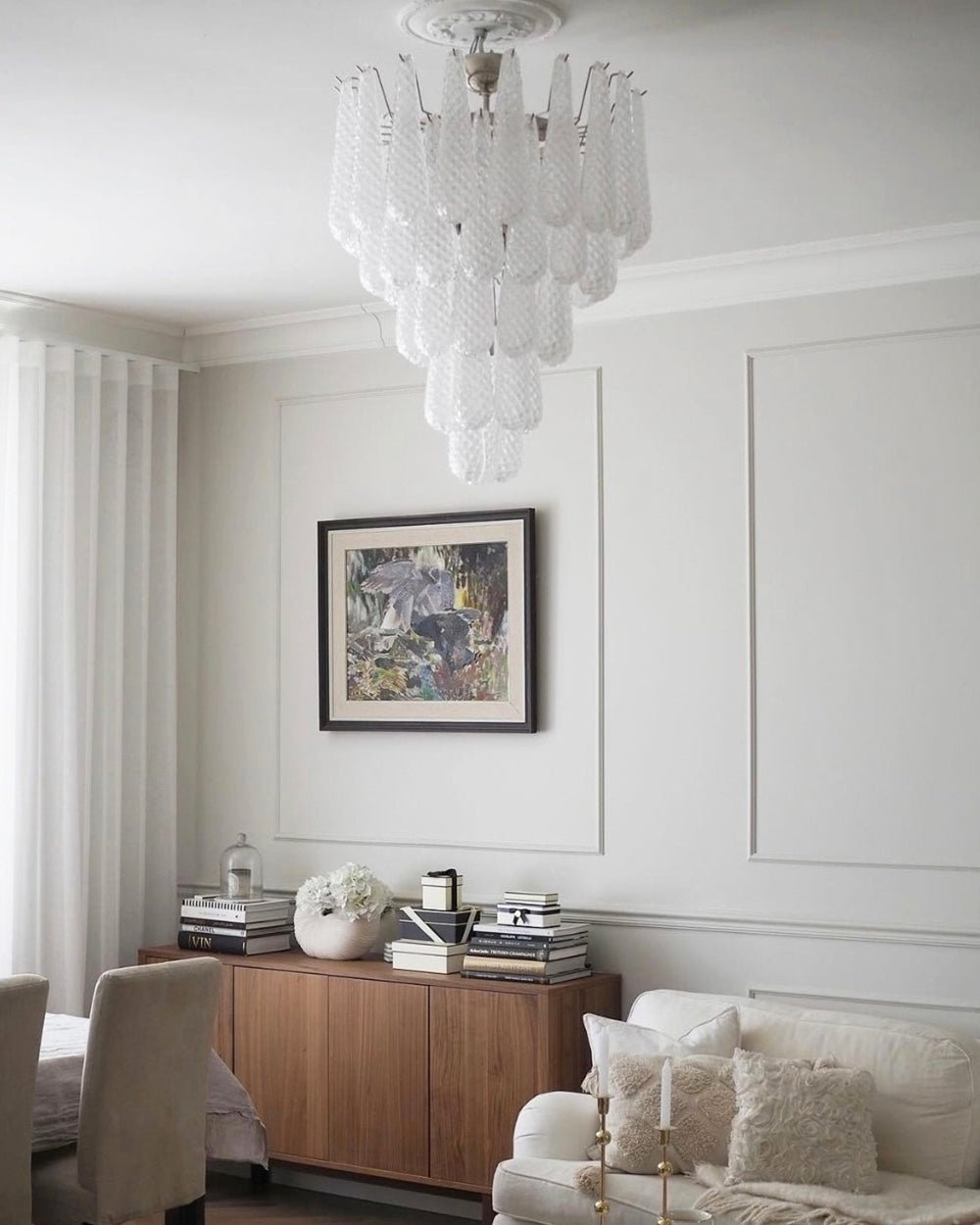 Lioralella lampadario Gocce Trasparenti vetro di Murano Cascata Diamante