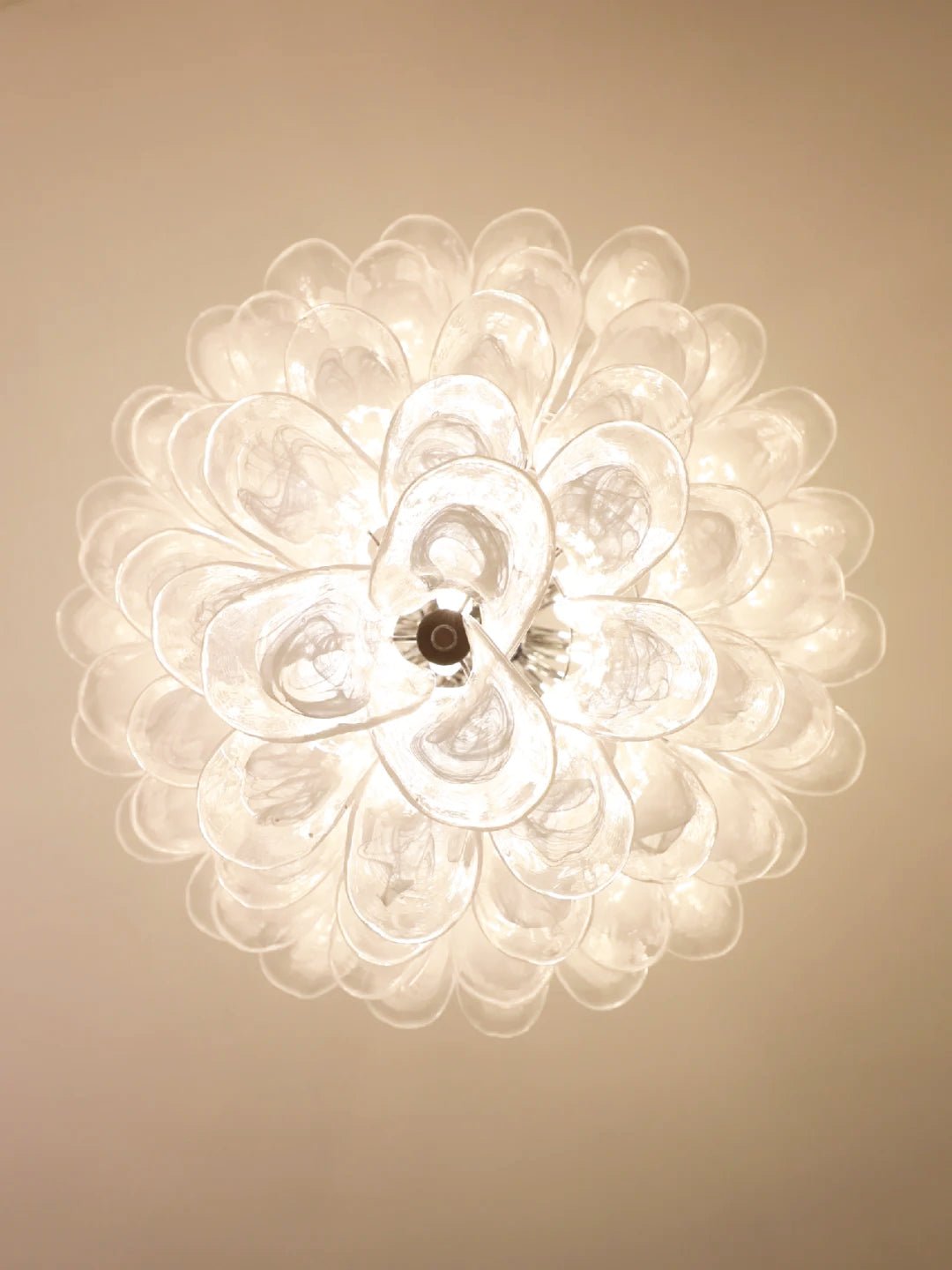 Eiroian lampadario vintage in vetro di Murano trasparente a petali
