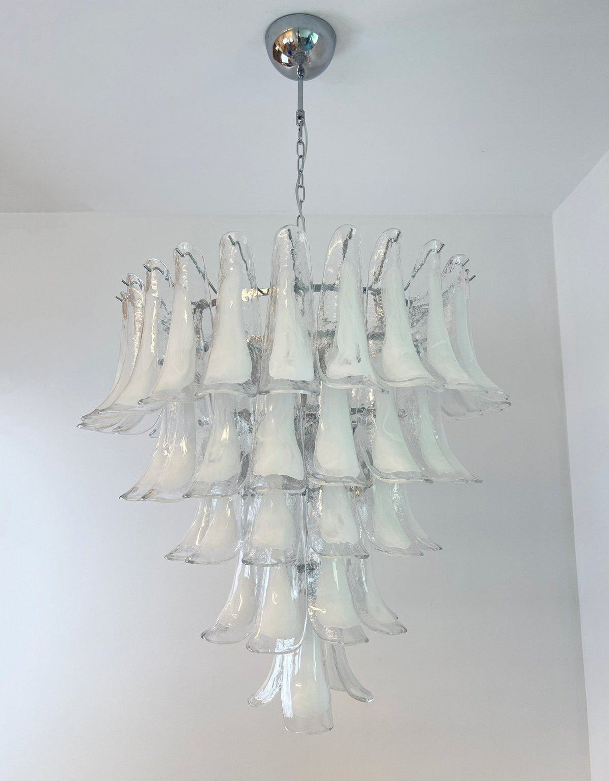Eiroian lampadario vintage in vetro di Murano trasparente a petali