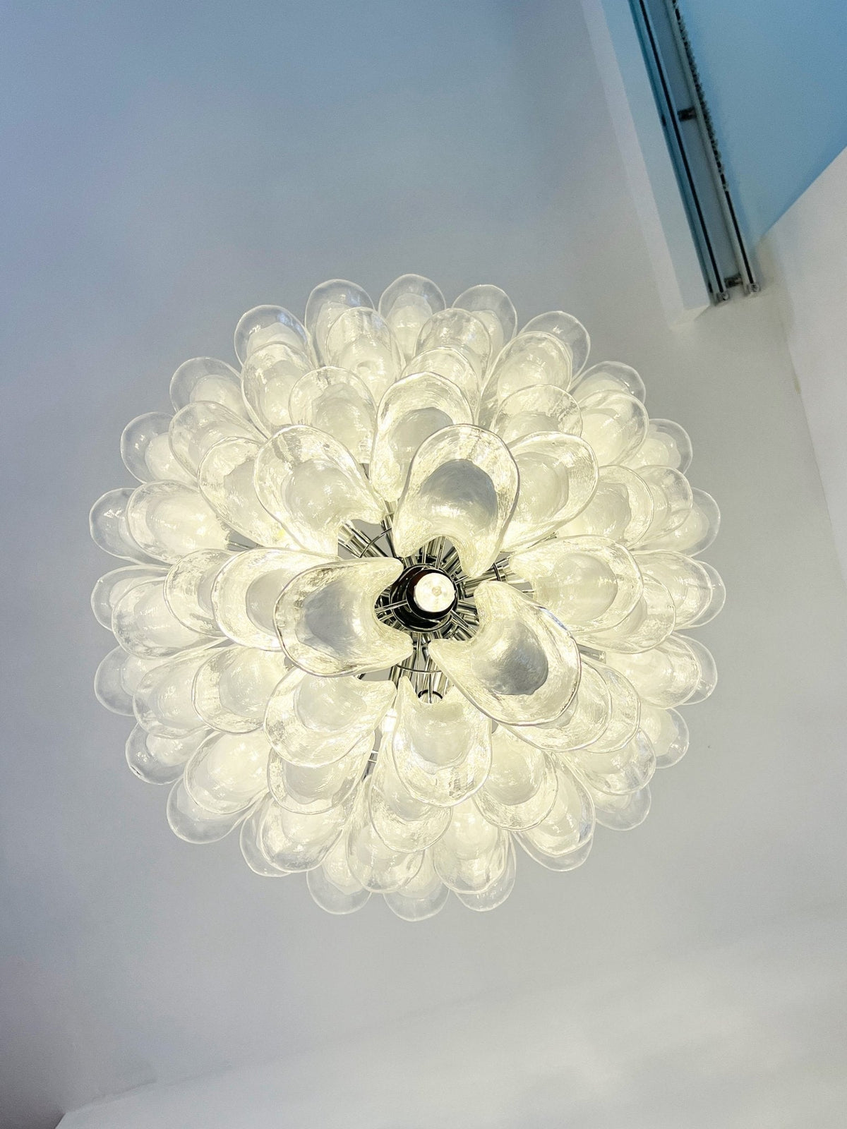 Eiroian lampadario vintage in vetro di Murano trasparente a petali