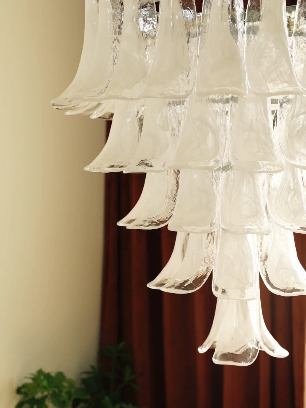 Eiroian lampadario vintage in vetro di Murano trasparente a petali