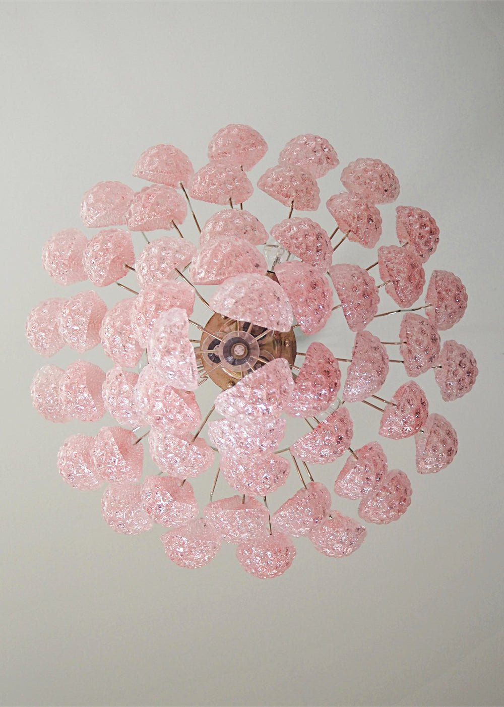 Veliena lampadario Gocce Rosa vetro Murano Motivo Diamante Cascata