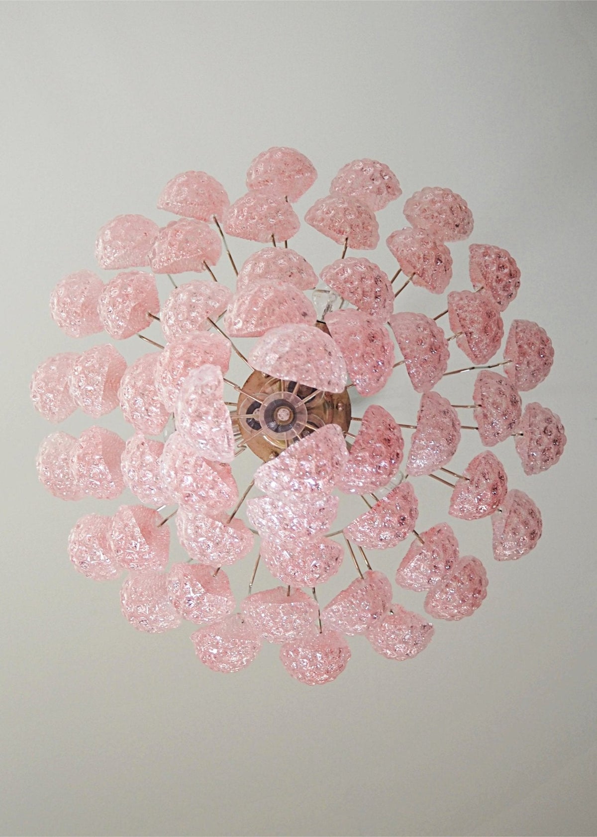 Veliena lampadario Gocce Rosa vetro Murano Motivo Diamante Cascata