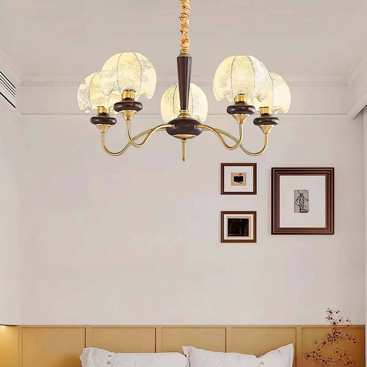 Orchid lampadario vintage in tessuto