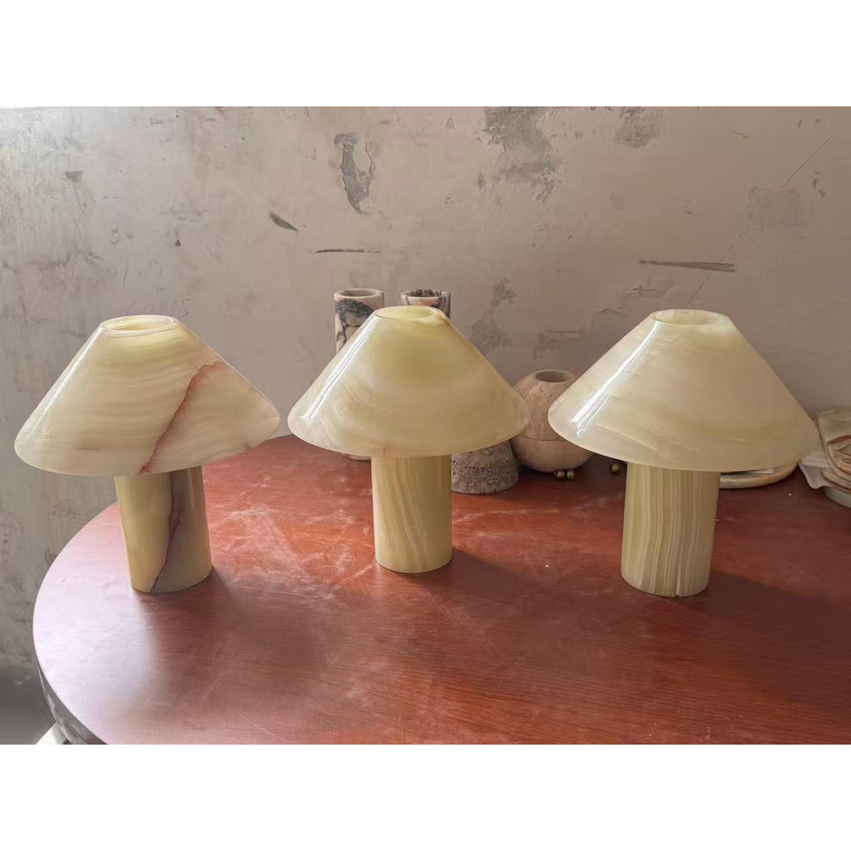 Pillar lampada da tavolo in pietra Onyx ciano