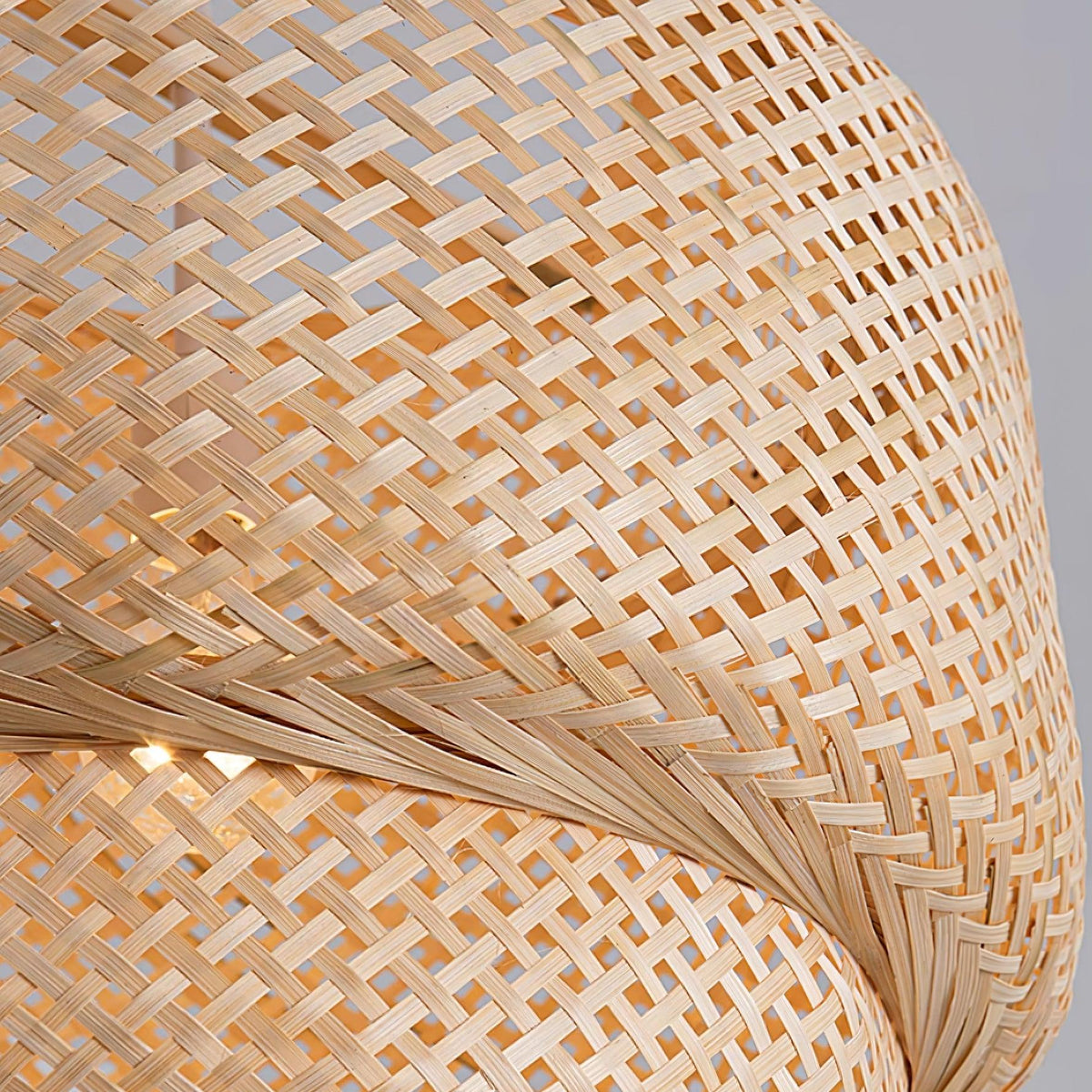 Lampada a sospensione Bambù naturale intrecciato, design a due strati