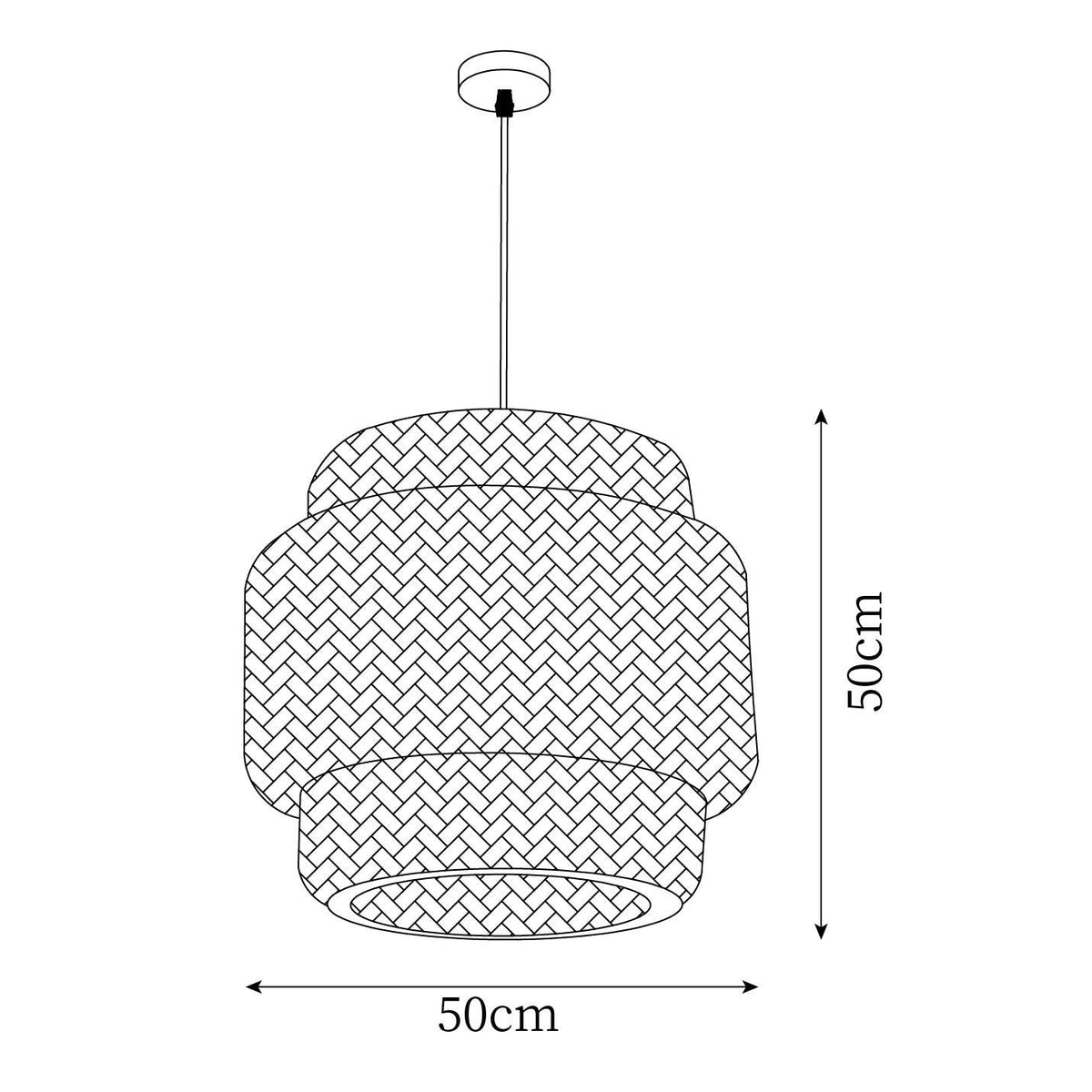 Lampada a sospensione Bambù naturale intrecciato, design a due strati