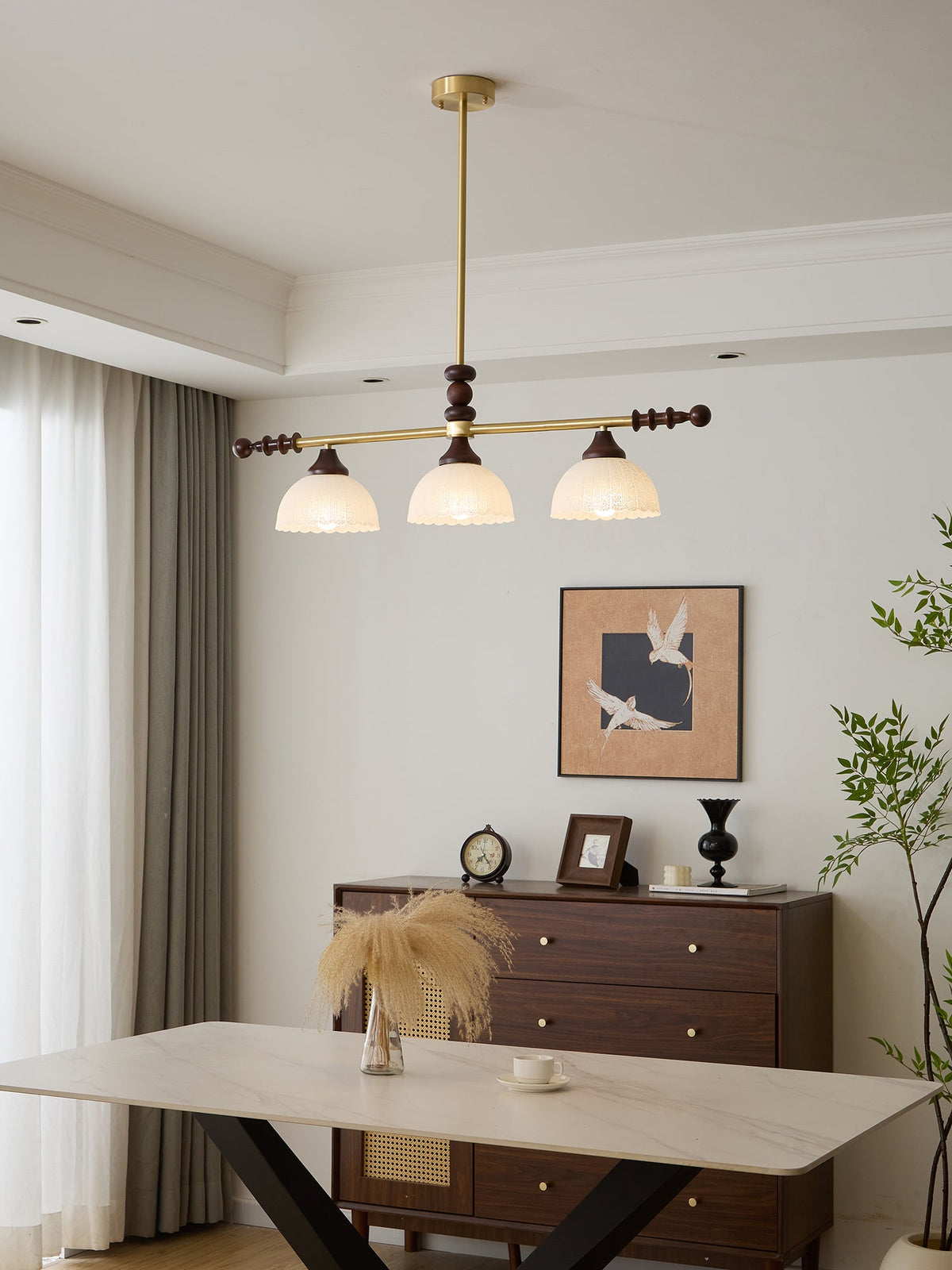 Codoriel lampada a sospensione in legno e vetro con Design Tradizionale