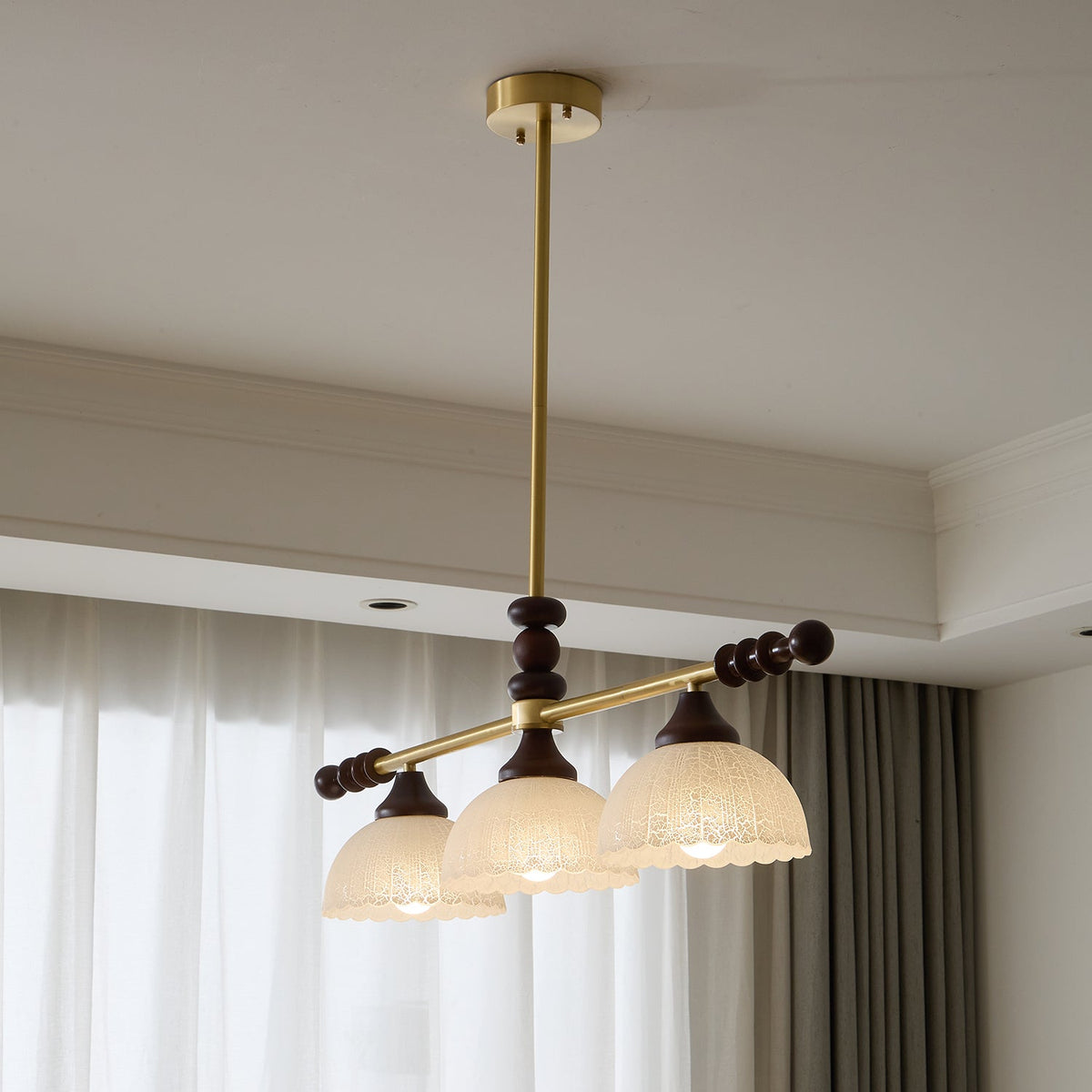 Codoriel lampada a sospensione in legno e vetro con Design Tradizionale
