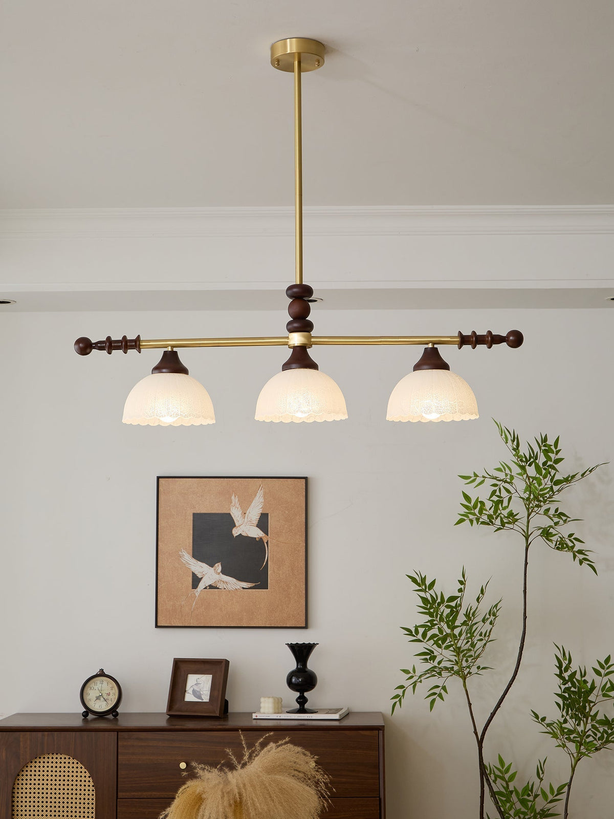 Codoriel lampada a sospensione in legno e vetro con Design Tradizionale