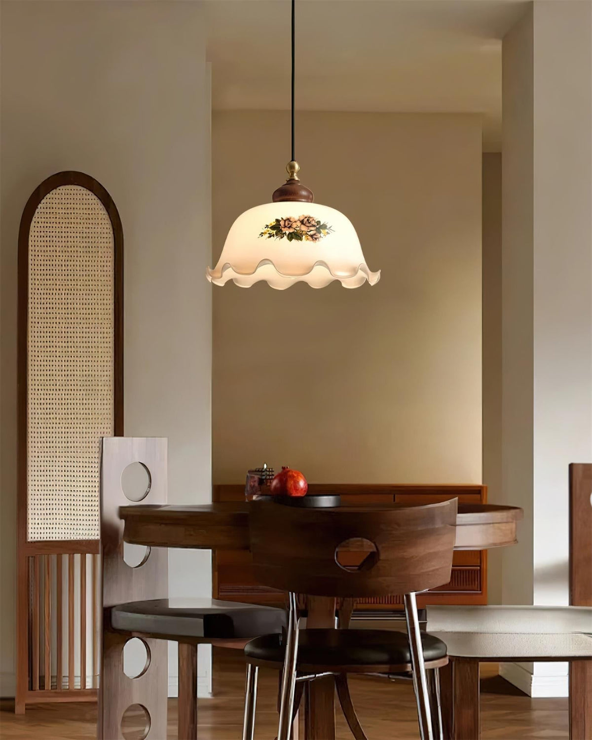 Belvia lampada a sospensione vintage floreale in vetro