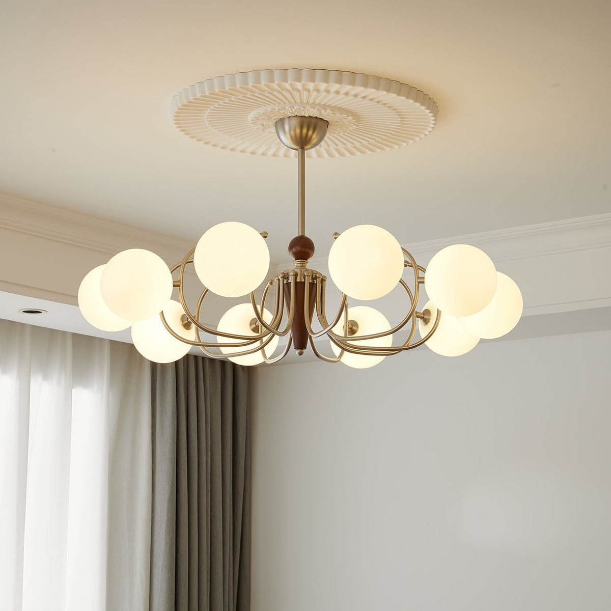 Orvynia Elegance Classic Grove lampadario in legno e vetro