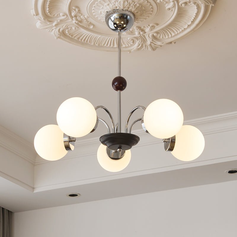 Rinuaine lampadario in legno e vetro con Bracci Curvi Contemporanei