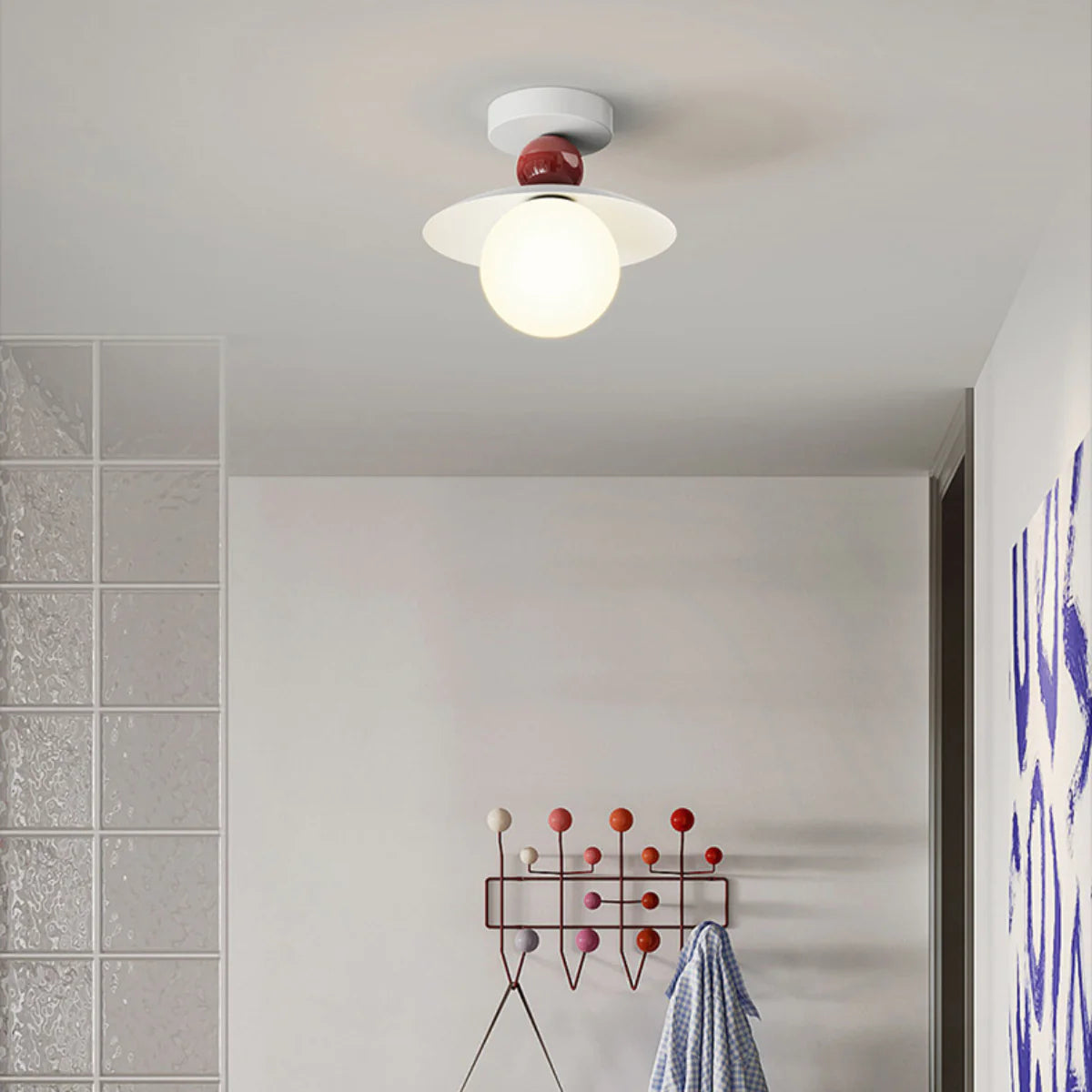 Valentina Moderno Acrilico Metallo Applique Plafoniera Legno Rosso Camera da Letto Corridoio