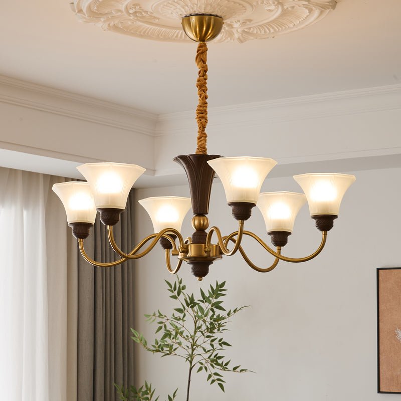 Ciphaen lampadario in legno e vetro con Eleganza vintage Tradizionale