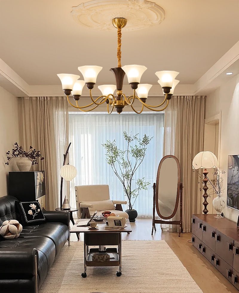 Ciphaen lampadario in legno e vetro con Eleganza vintage Tradizionale
