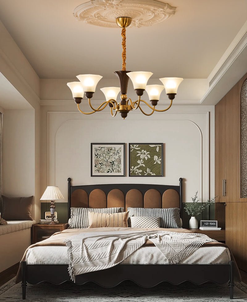 Ciphaen lampadario in legno e vetro con Eleganza vintage Tradizionale