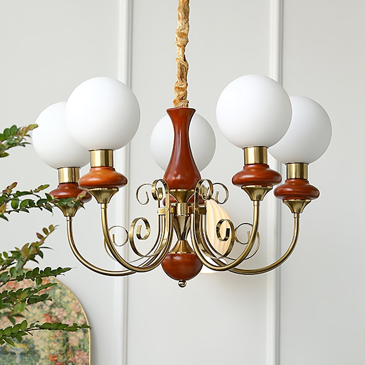 Aurorian lampadario Verde Paralumi Bracci Curvi Oro