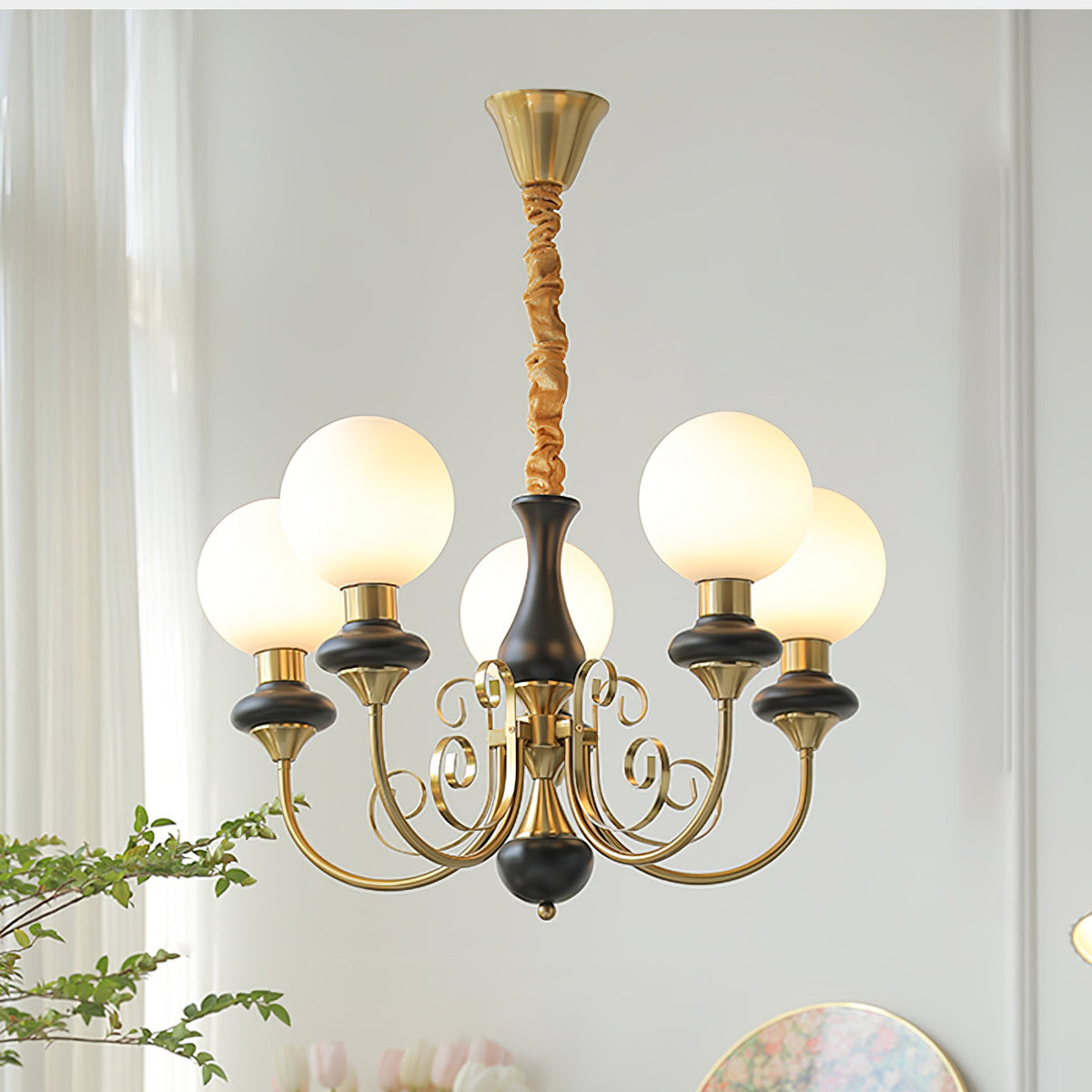 Aurorian lampadario Verde Paralumi Bracci Curvi Oro
