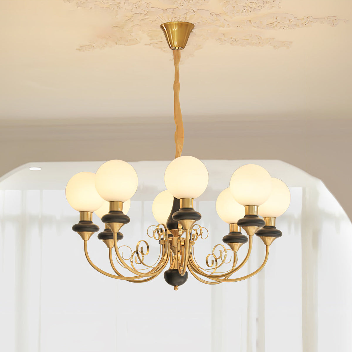 Aurorian lampadario Verde Paralumi Bracci Curvi Oro