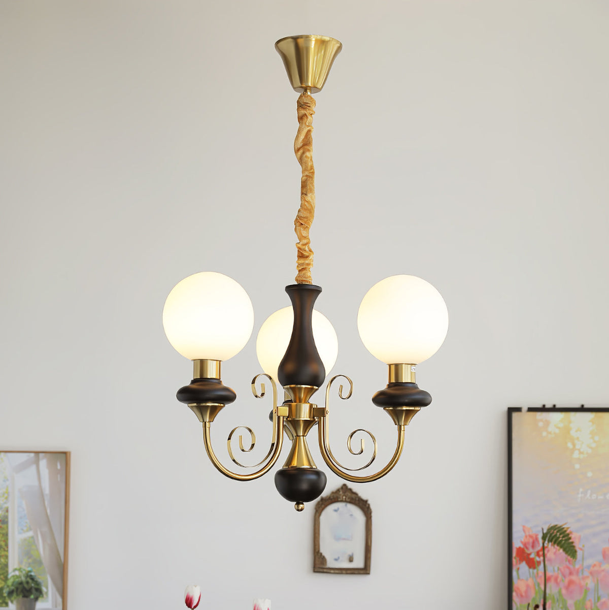 Aurorian lampadario Verde Paralumi Bracci Curvi Oro