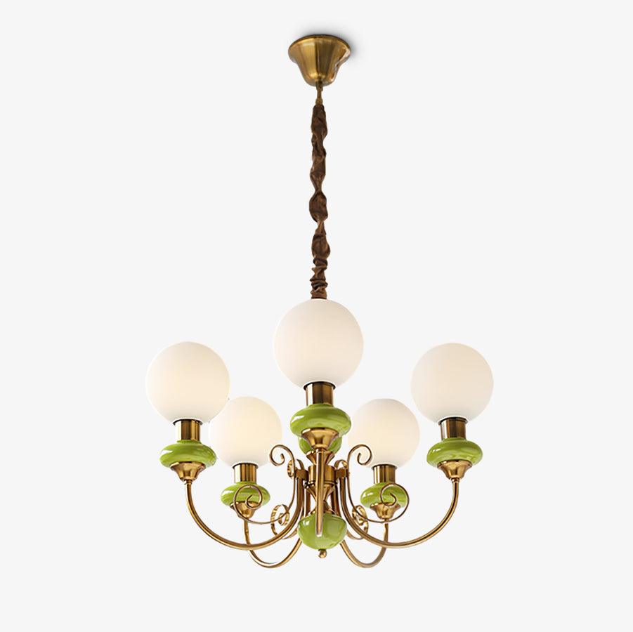 Aurorian lampadario Verde Paralumi Bracci Curvi Oro