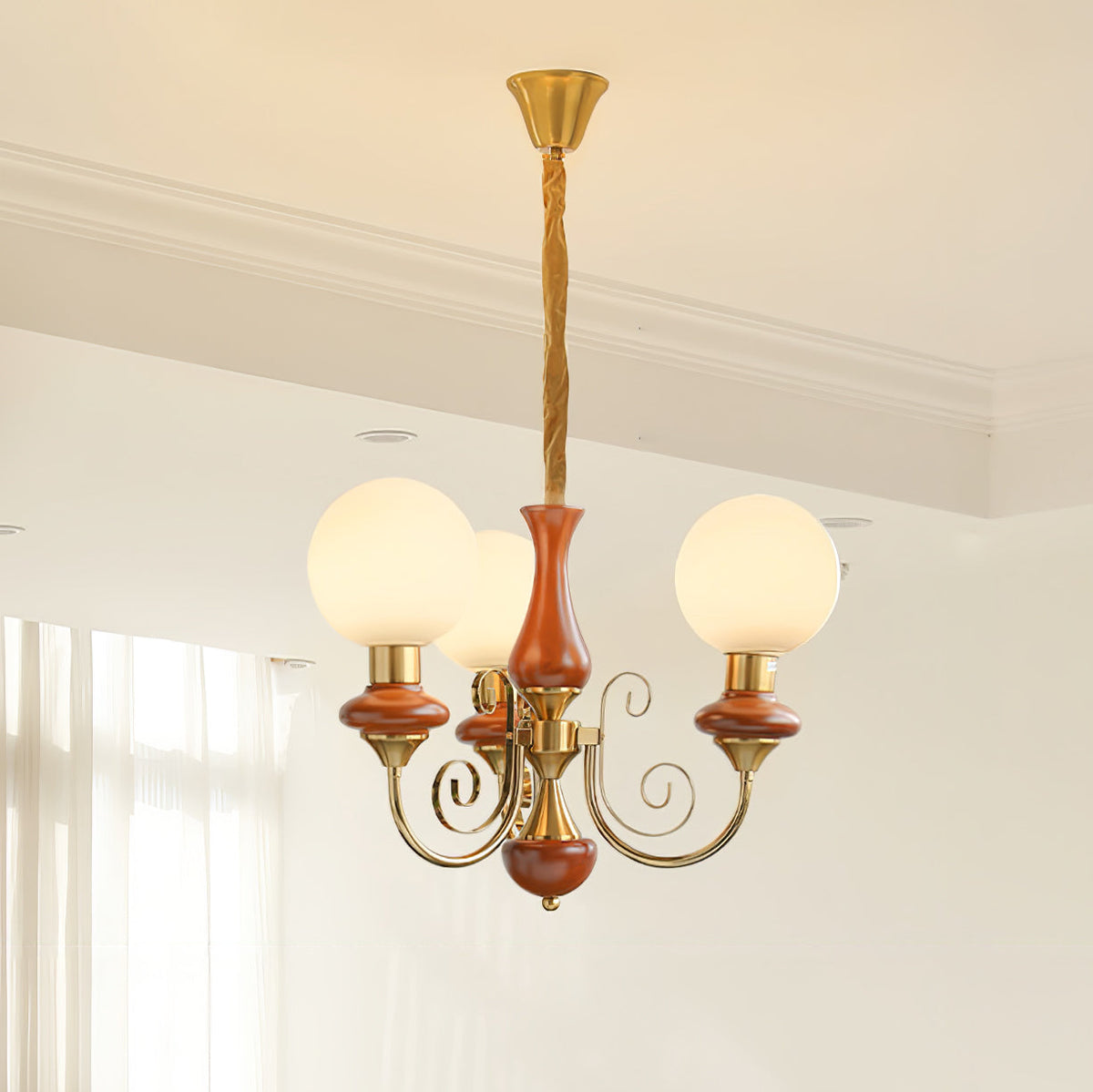 Aurorian lampadario Verde Paralumi Bracci Curvi Oro
