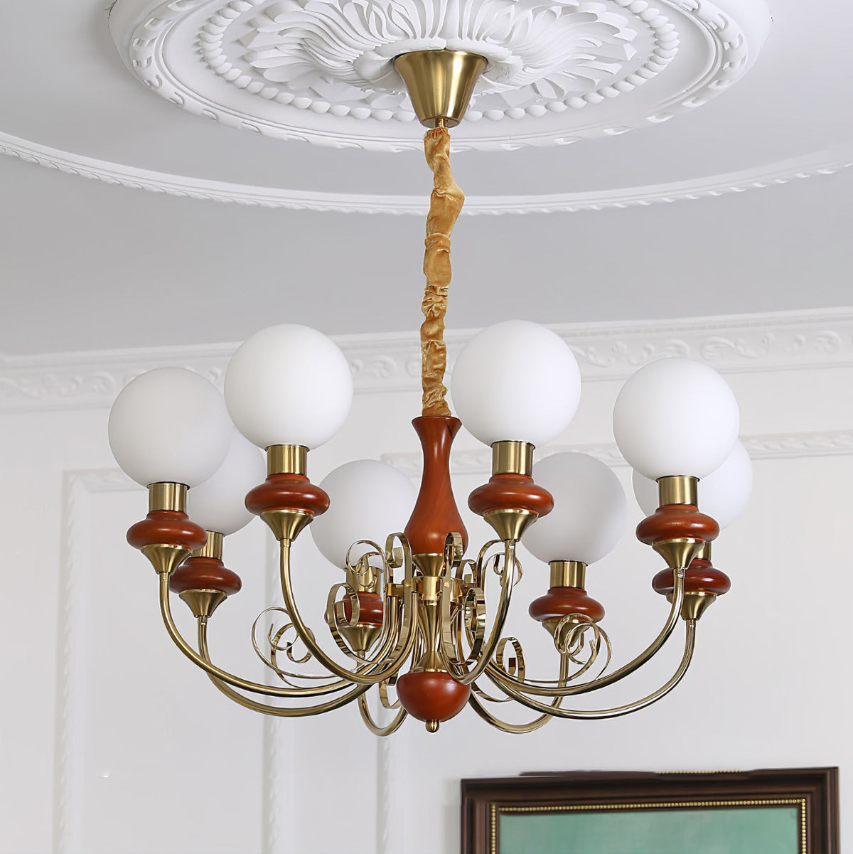 Aurorian lampadario Verde Paralumi Bracci Curvi Oro