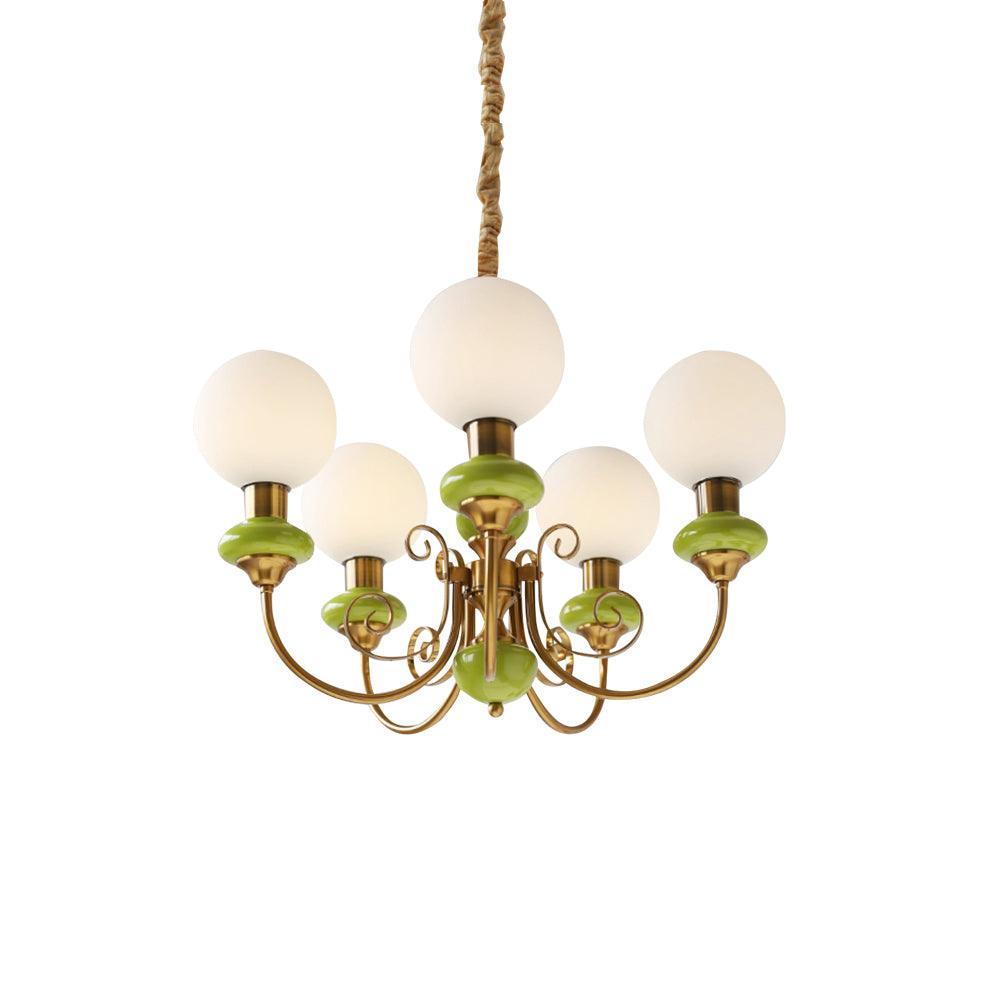 Aurorian lampadario Verde Paralumi Bracci Curvi Oro