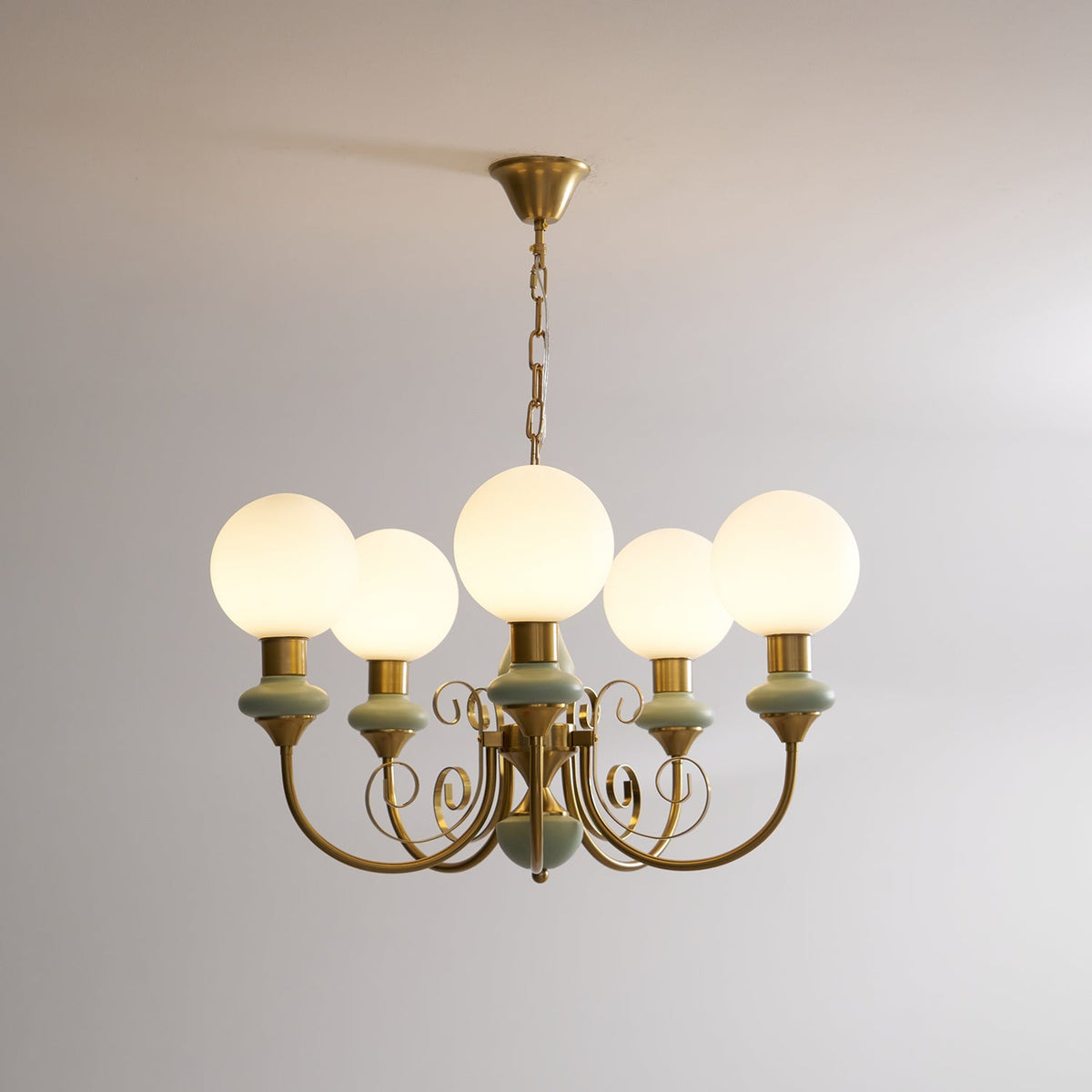 Aurorian lampadario Verde Paralumi Bracci Curvi Oro