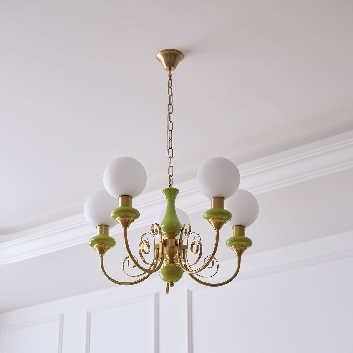 Aurorian lampadario Verde Paralumi Bracci Curvi Oro
