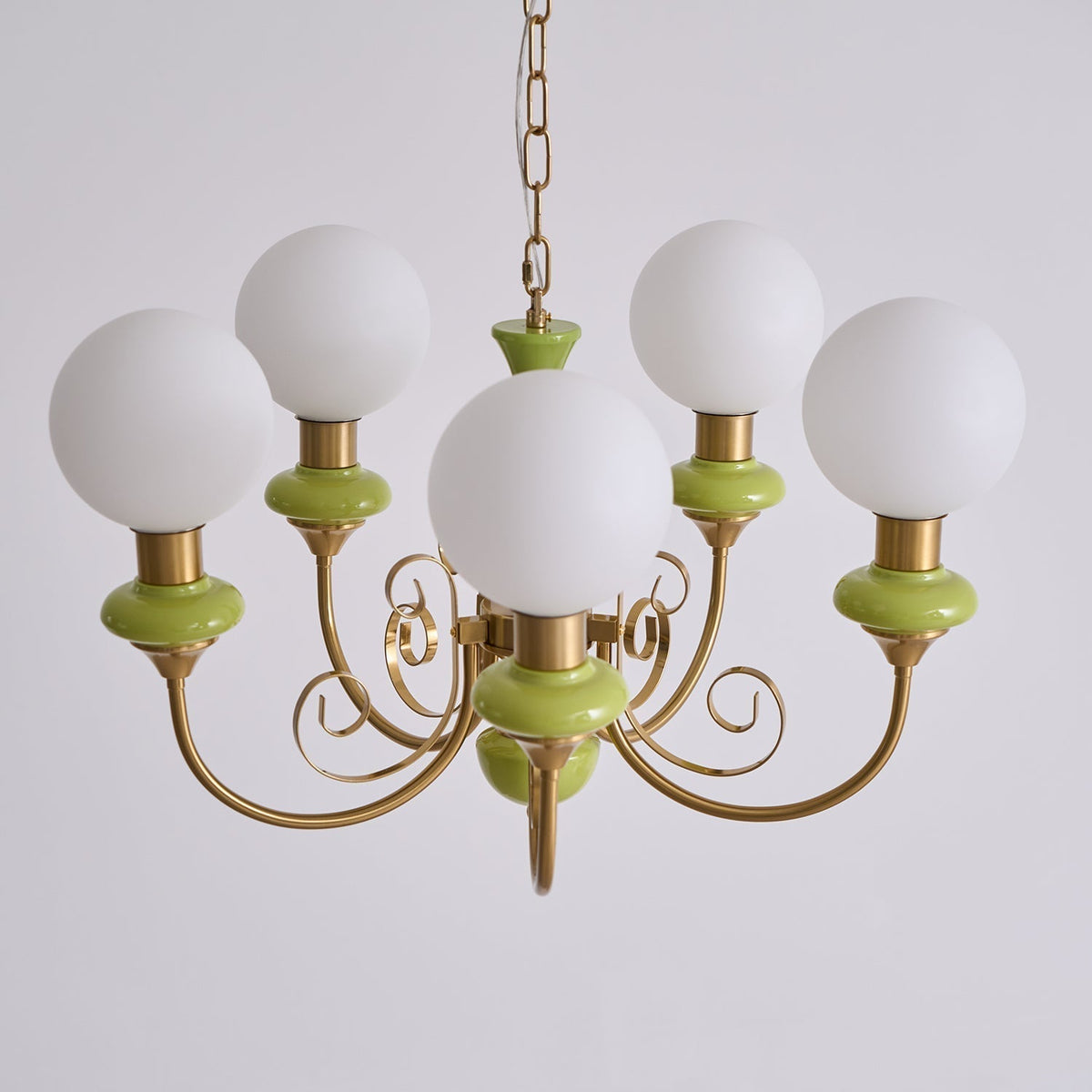 Aurorian lampadario Verde Paralumi Bracci Curvi Oro