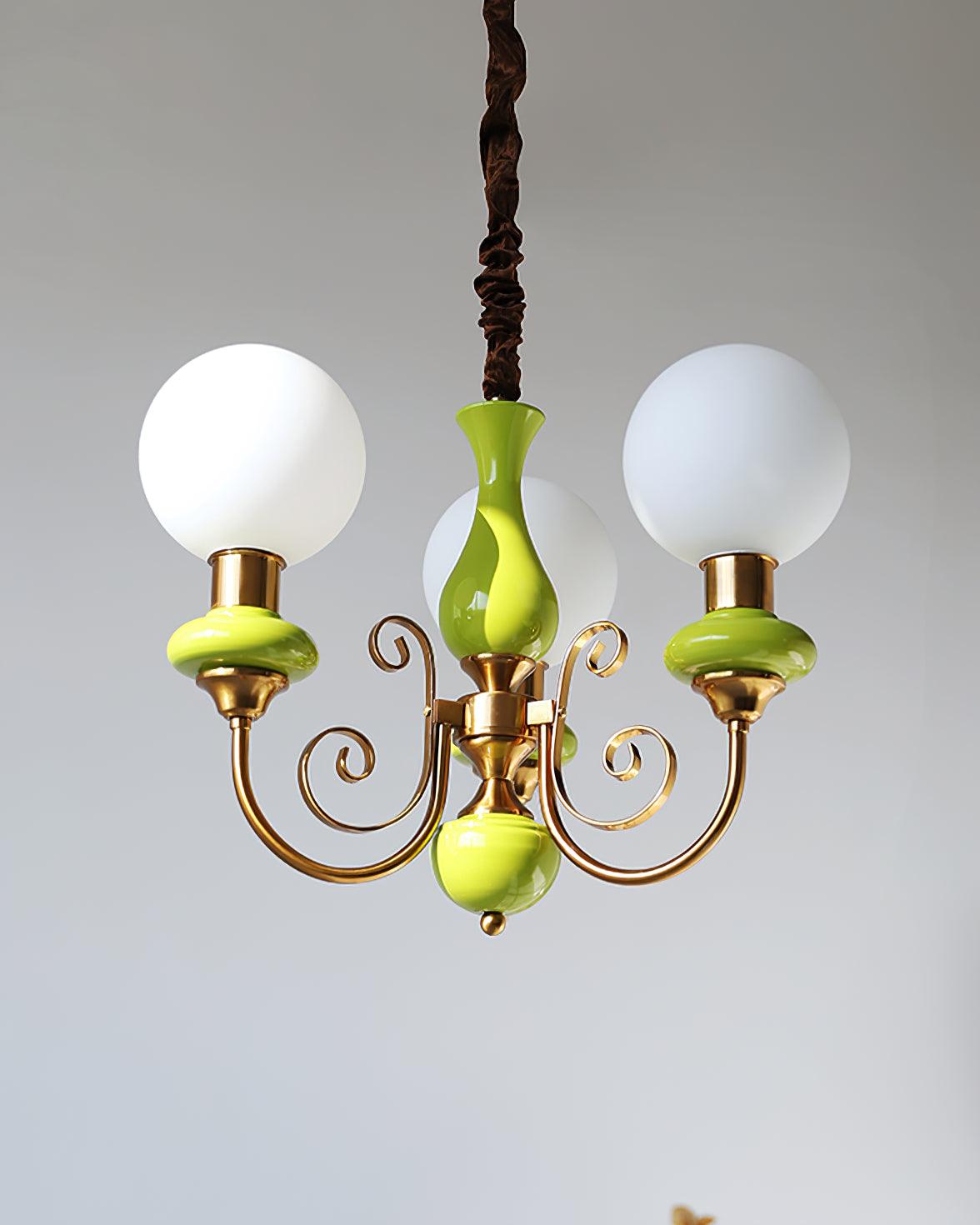 Aurorian lampadario Verde Paralumi Bracci Curvi Oro