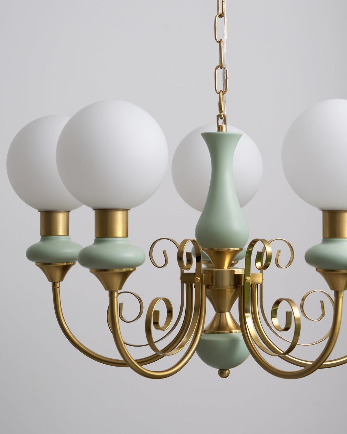 Aurorian lampadario Verde Paralumi Bracci Curvi Oro
