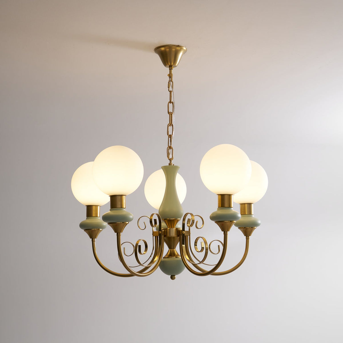 Aurorian lampadario Verde Paralumi Bracci Curvi Oro