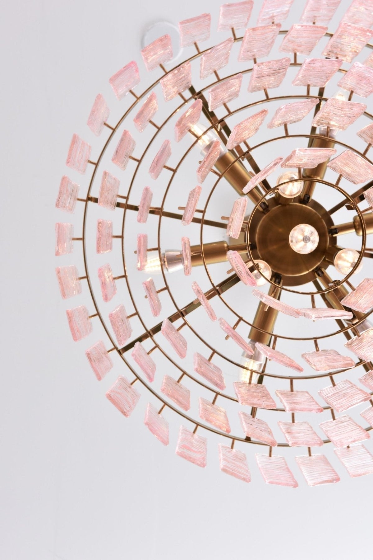 Lioririan lampadario vetro Murano Rosa Stratificato vintage lusso