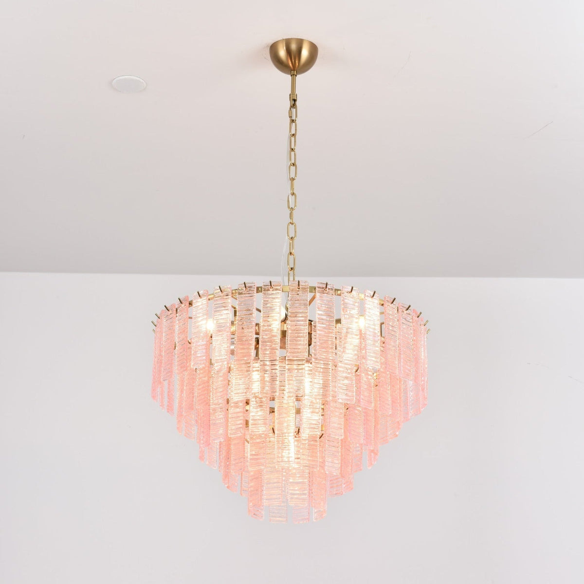 Lioririan lampadario vetro Murano Rosa Stratificato vintage lusso