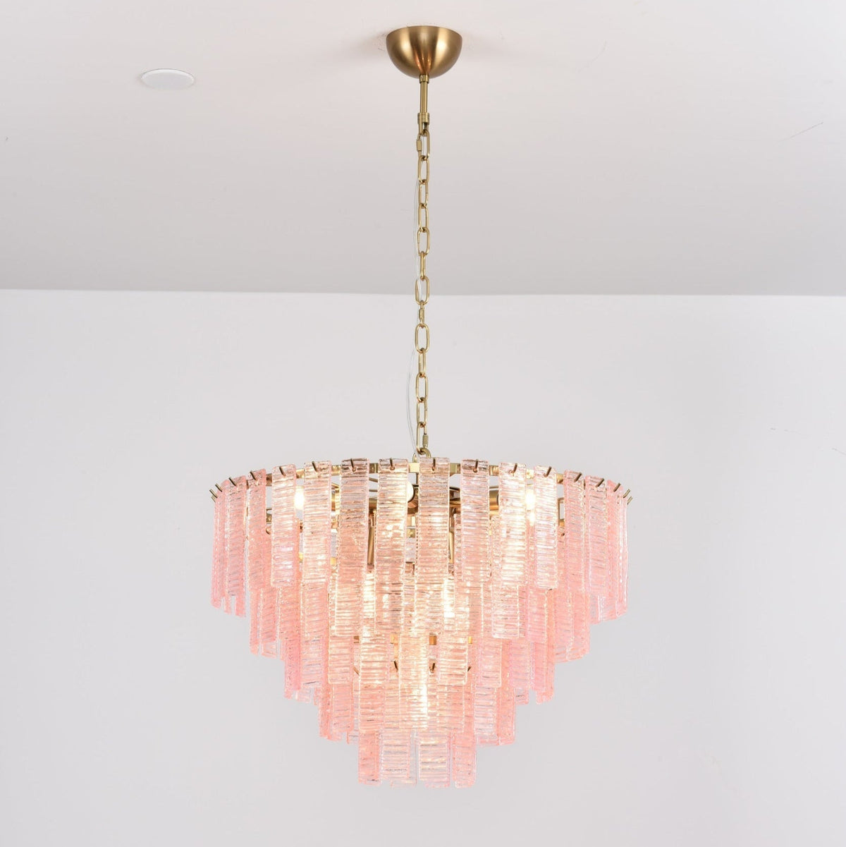 Lioririan lampadario vetro Murano Rosa Stratificato vintage lusso