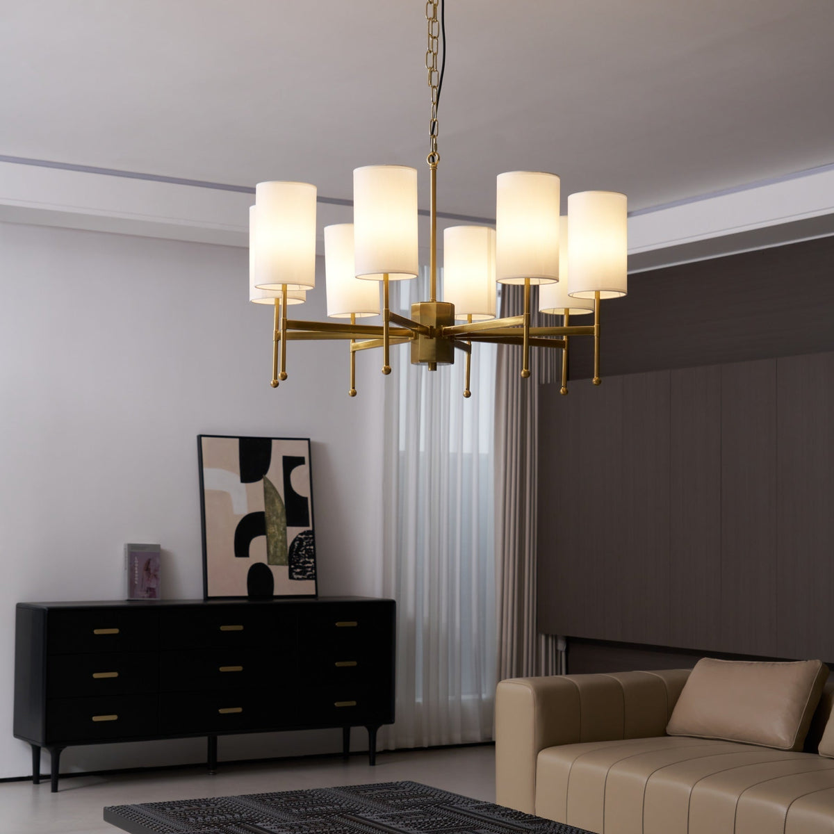 Ulcarisra lampadario in ottone e tessuto vintage Tradizionale
