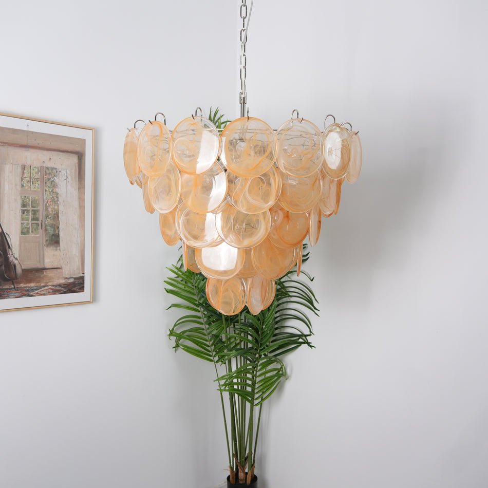 Celisira lampadario con dischi in vetro di Murano arancione