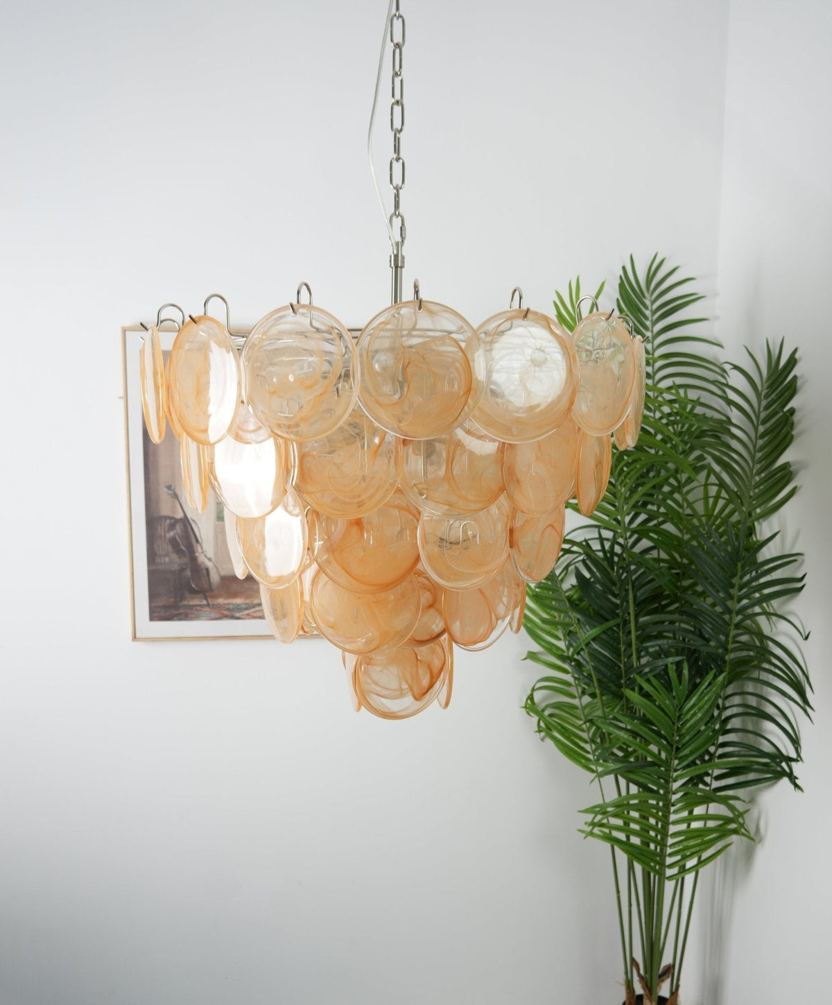 Celisira lampadario con dischi in vetro di Murano arancione