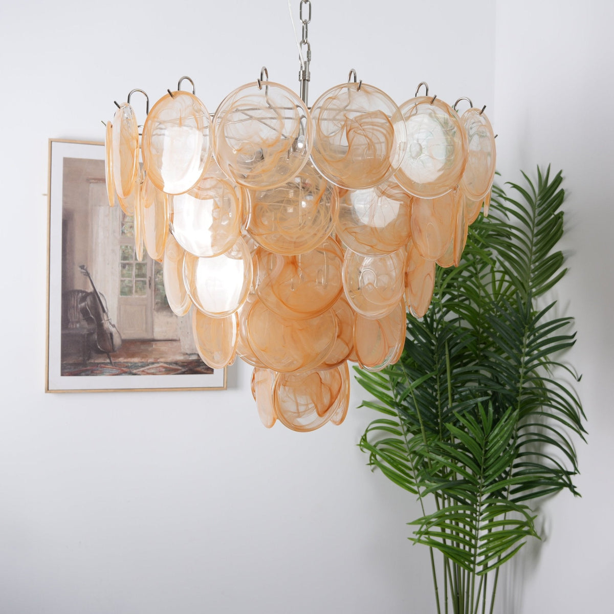 Celisira lampadario con dischi in vetro di Murano arancione