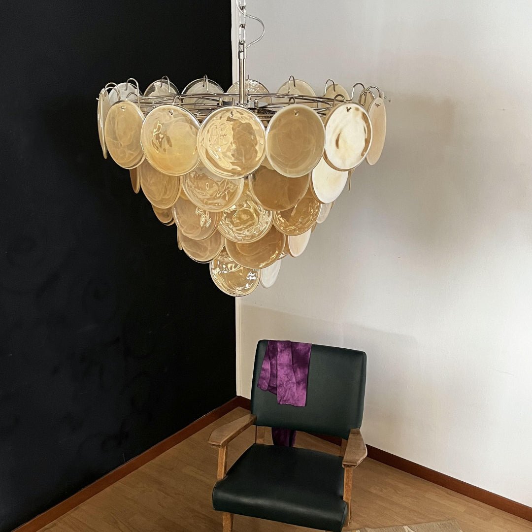 Celisira lampadario con dischi in vetro di Murano arancione