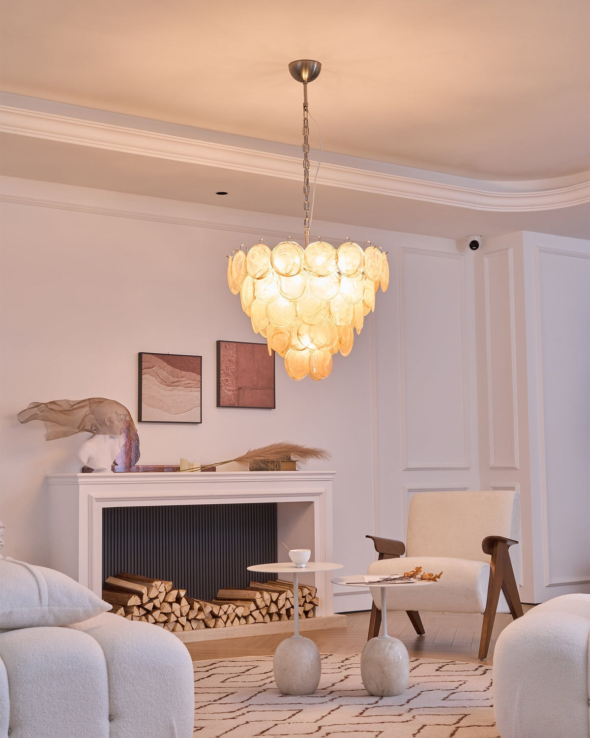 Celisira lampadario con dischi in vetro di Murano arancione