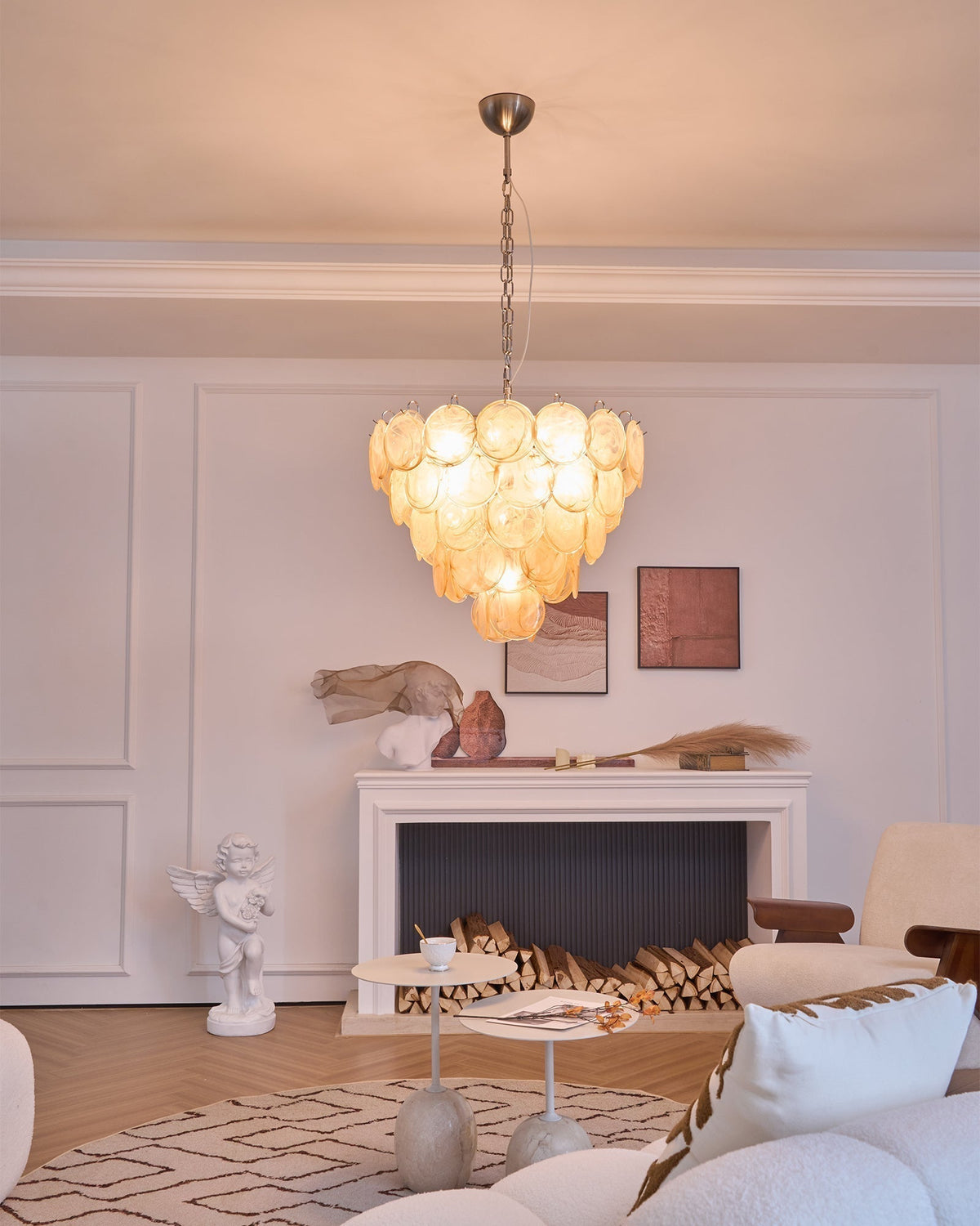 Celisira lampadario con dischi in vetro di Murano arancione