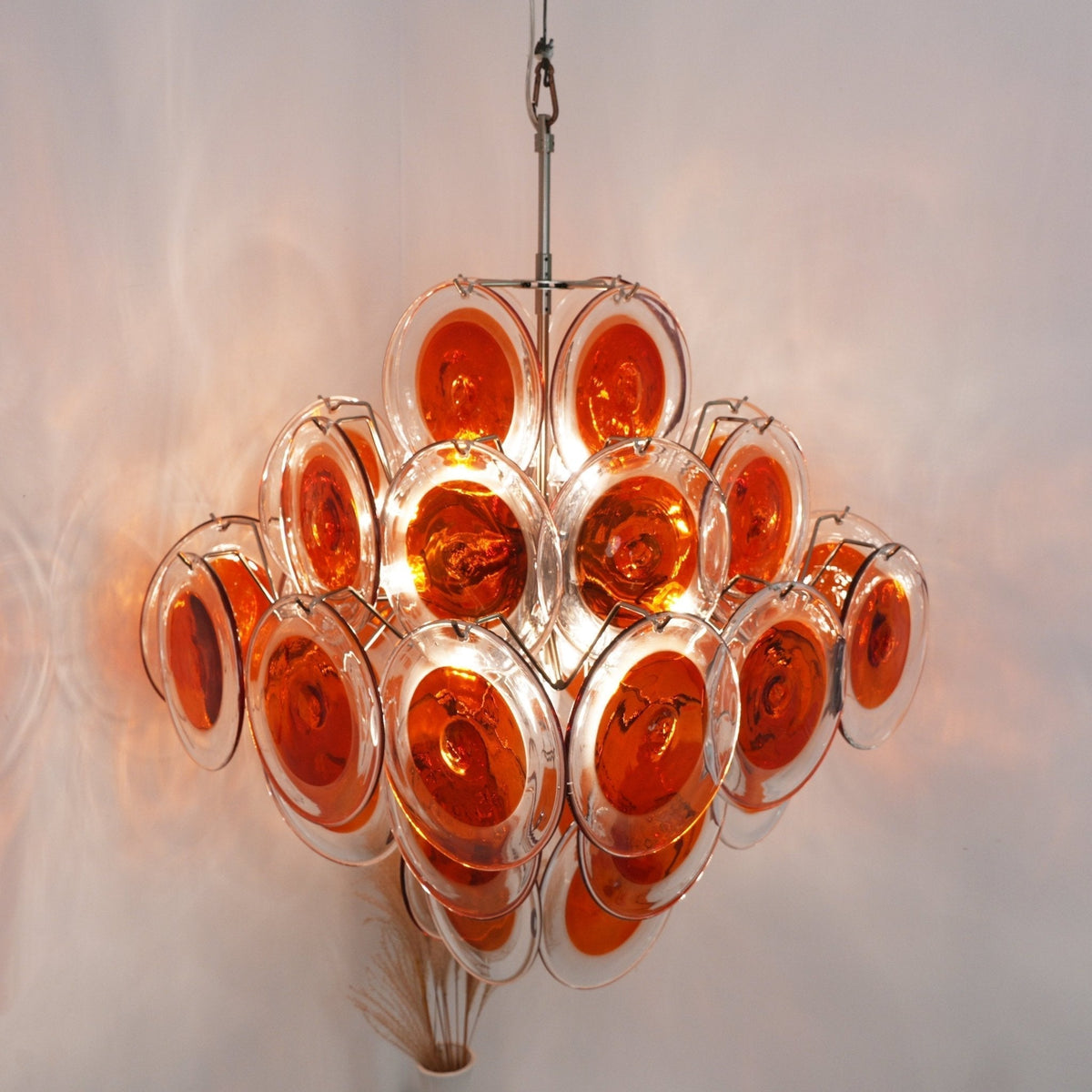 Lioruiel lampadario Arancione vetro Murano a Dischi Stratificati