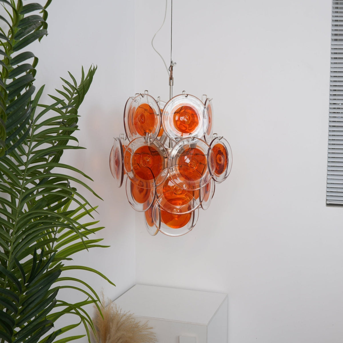 Lioruiel lampadario Arancione vetro Murano a Dischi Stratificati