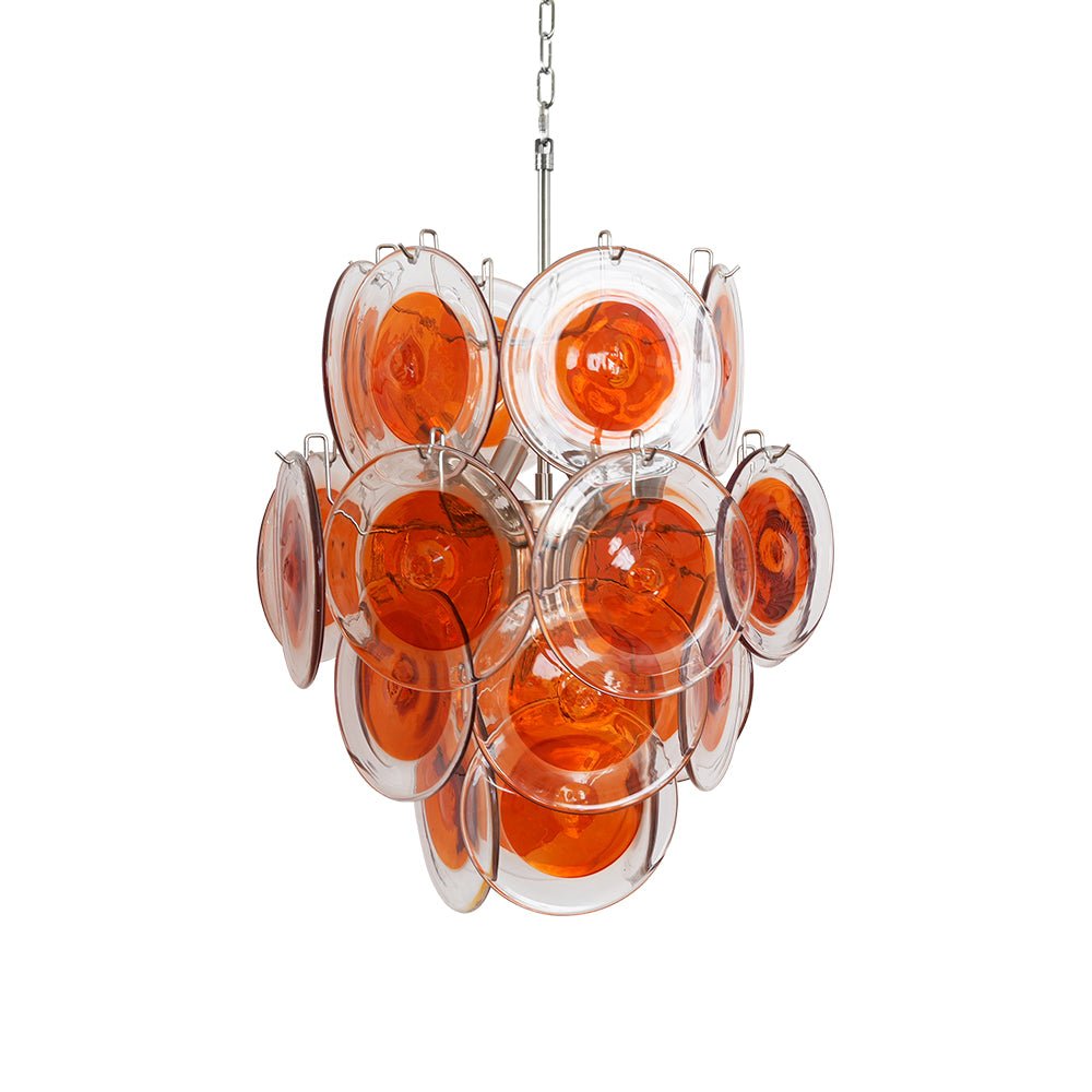 Lioruiel lampadario Arancione vetro Murano a Dischi Stratificati