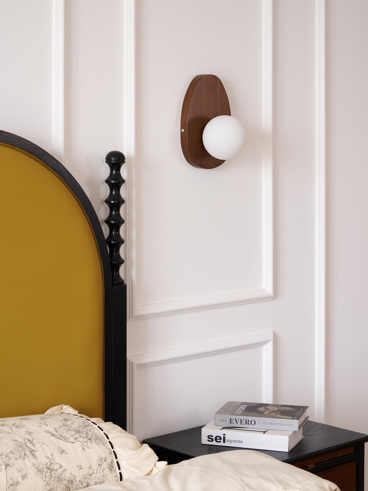 Nylaeiel lampada da parete in legno di noce con vetro